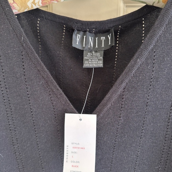 FINITY FULL FASHIONED BLACK  V-NECK CARDIGAN-NWT/L - Picture 10 of 13